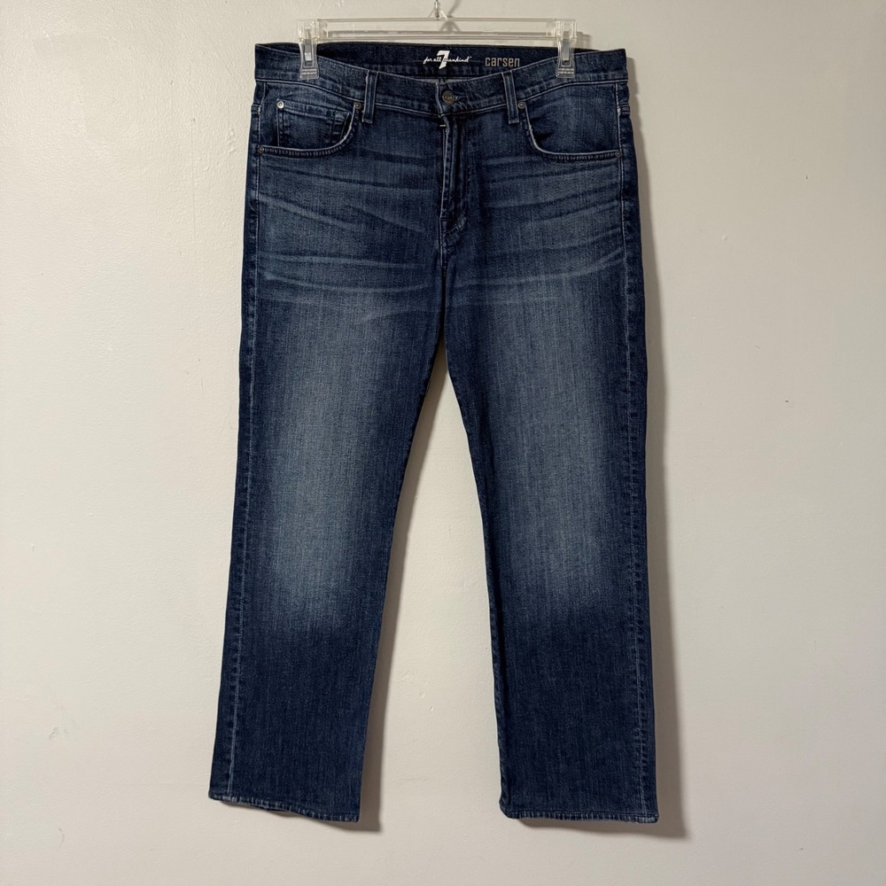 7 For All Mankind Carsen Mens Straight Leg Jeans Dark Wash Blue Size‎ 36x31